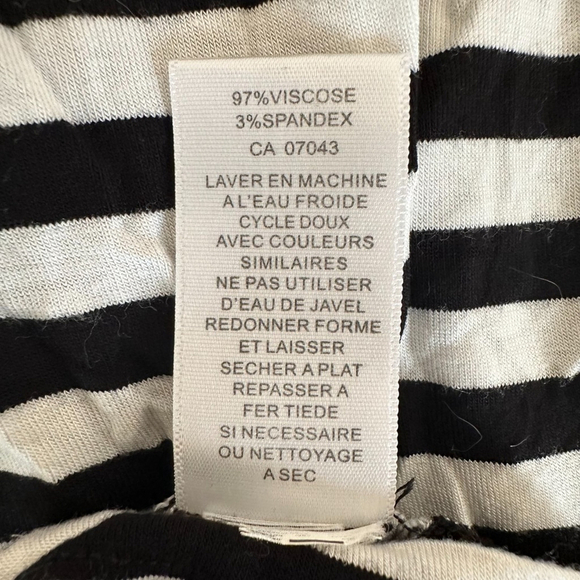 Women's Cable & Gauge Top Size S Black & White Striped 3/4 Sleeve - Picture 4 of 4